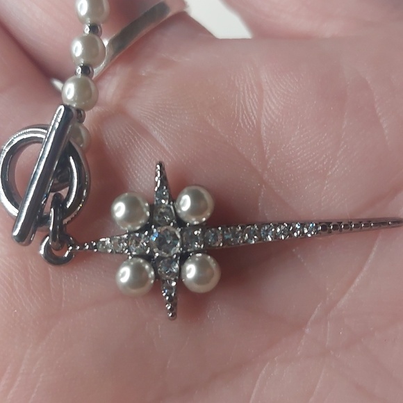 Simply Vera Simulated Pearl & Crystal Elongated Star Double Strand Necklace - Picture 14 of 17